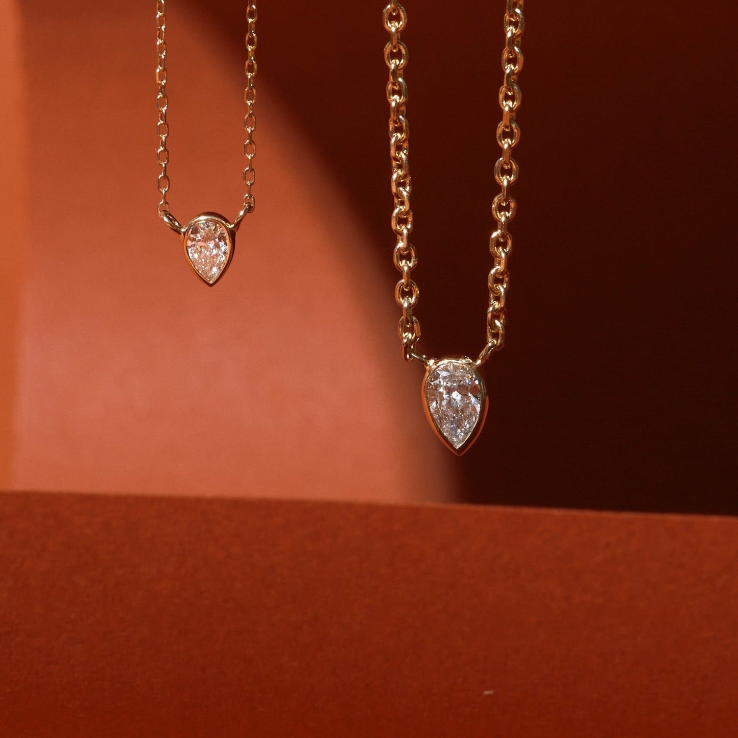 XL Lab Grown Diamond Pear Bezel Necklace