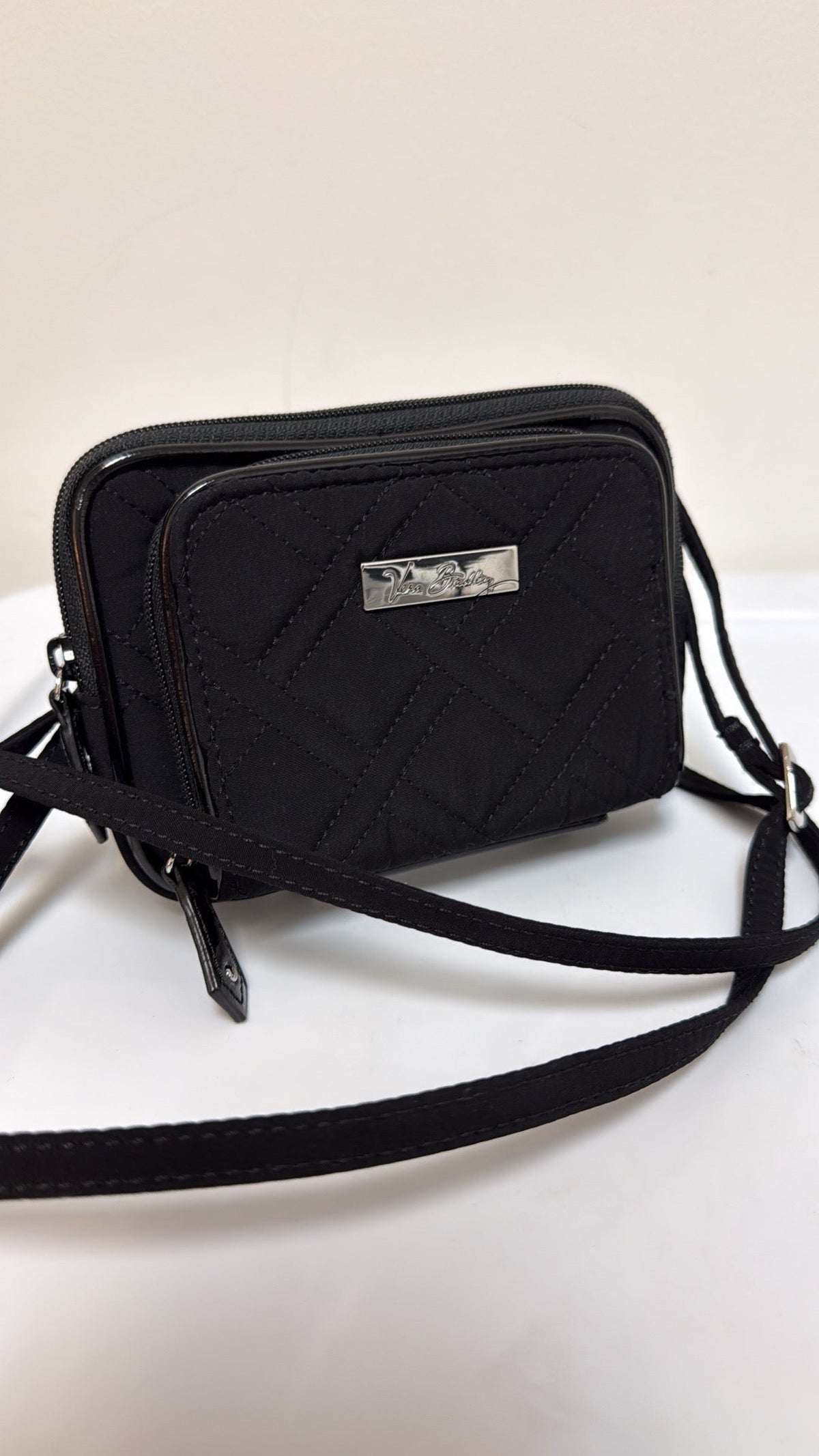 Vera Bradley Black Crossbody Bag, 6"x4"
