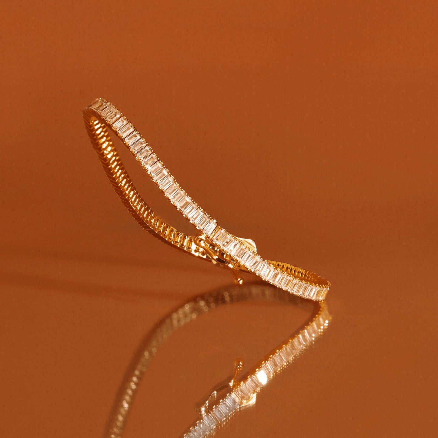 Lab Grown White Sapphire Baguette Tennis Bracelet - 12ct