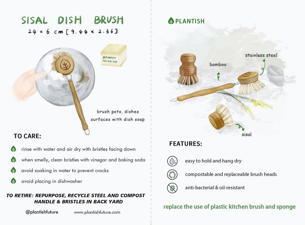 Sisal Dish Brush Refill (Brush Head Only) | 1 Refill / Bamboo