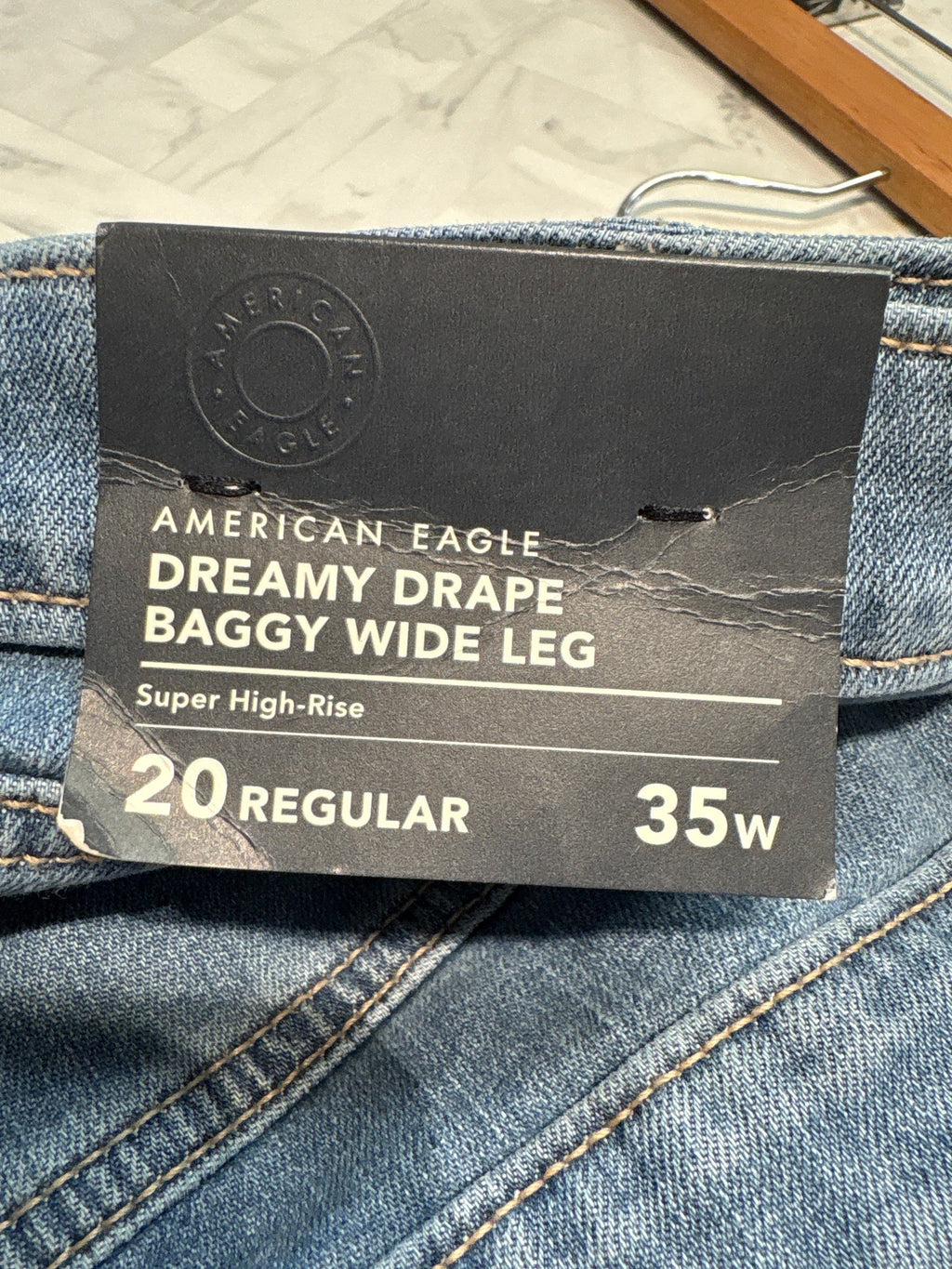 New American Eagle Dreamy Drape Baggy Wide Leg 30" Inseam Jeans, 20