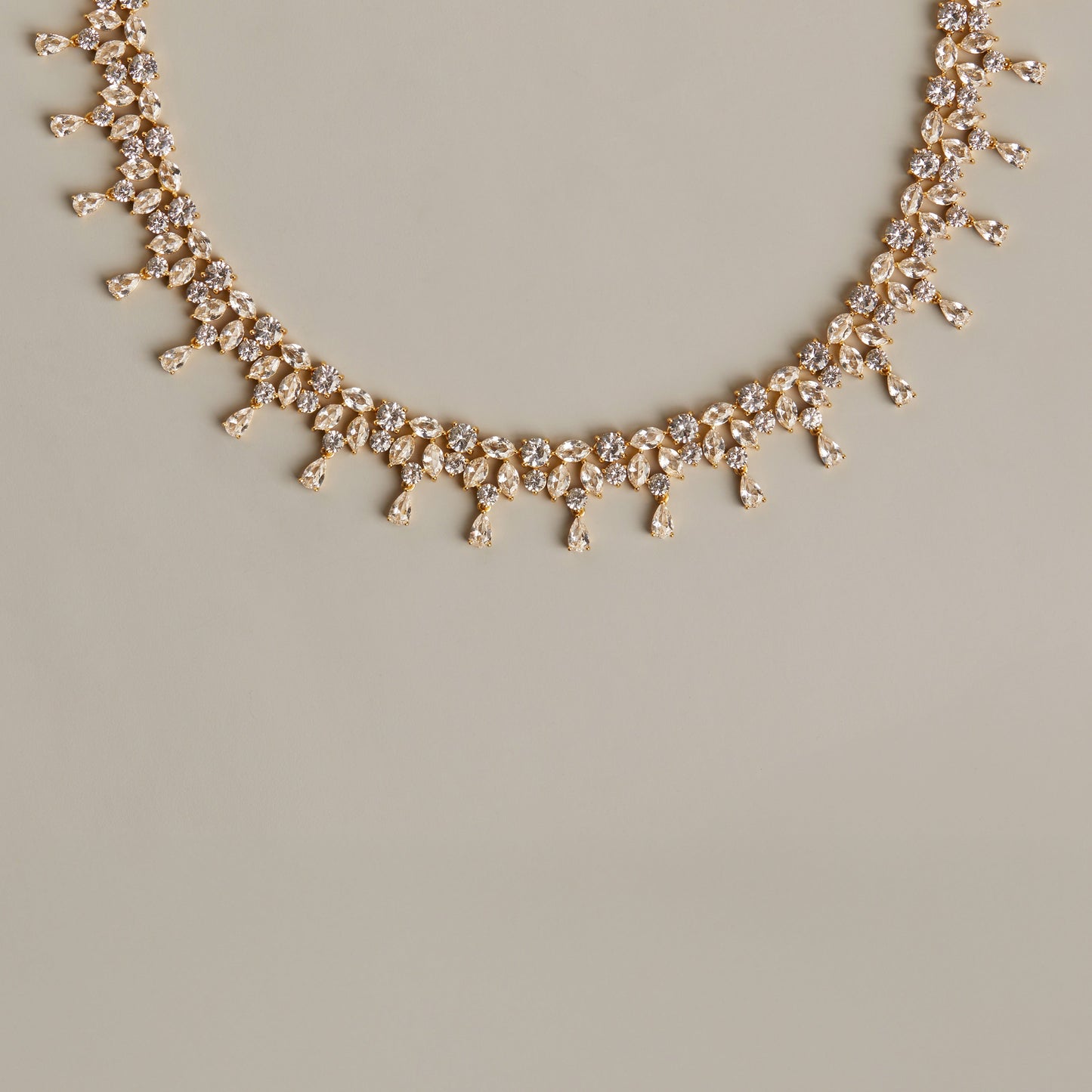 Lab Grown White Sapphire Teardrop Tennis Necklace