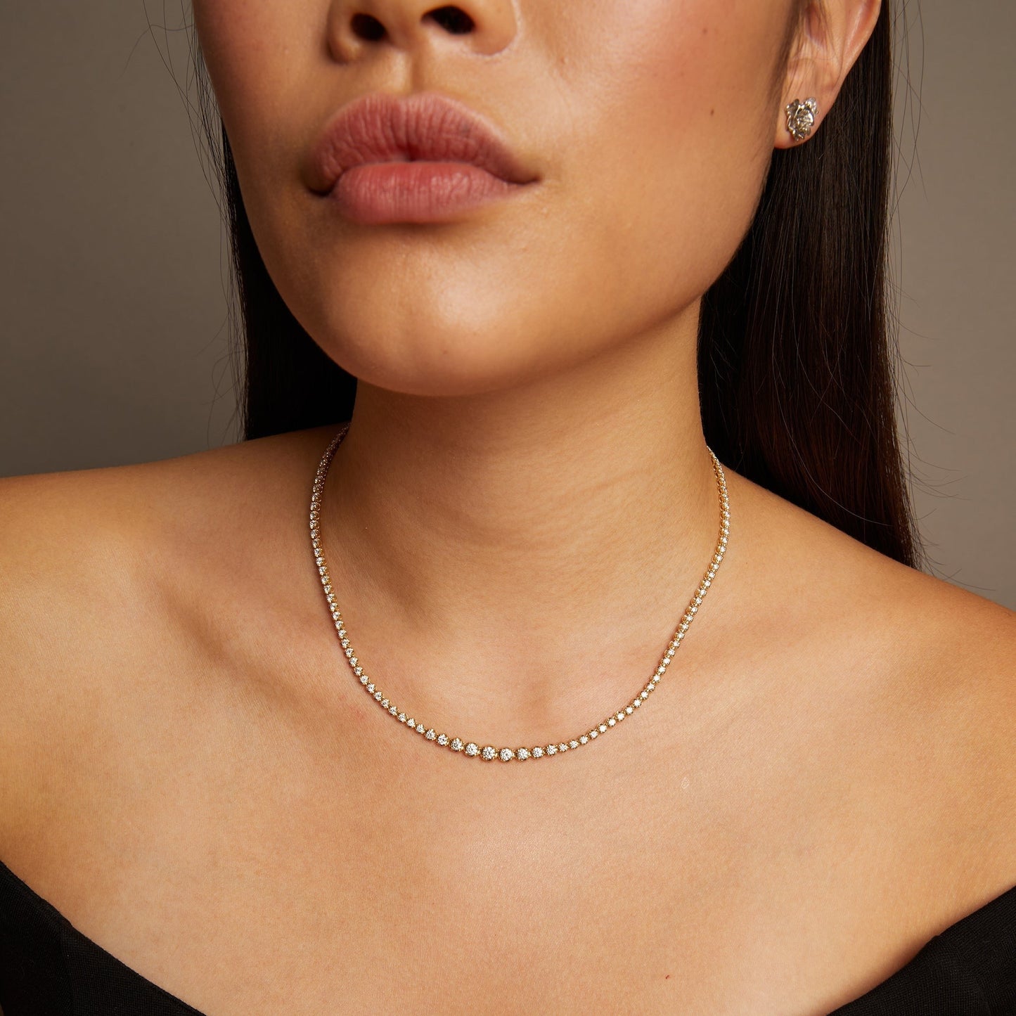4ct Lab Grown Diamond Graduated Tennis Necklace