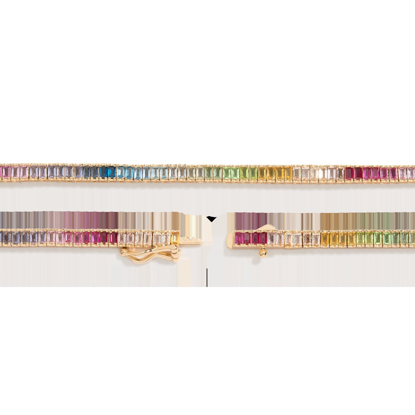 Ombré Rainbow Baguette Tennis Necklace