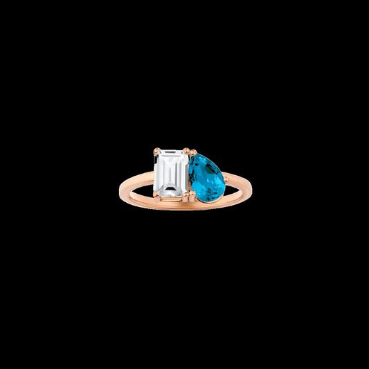 Toi et Moi Gemstone Classic Ring - White Topaz & London Blue Topaz