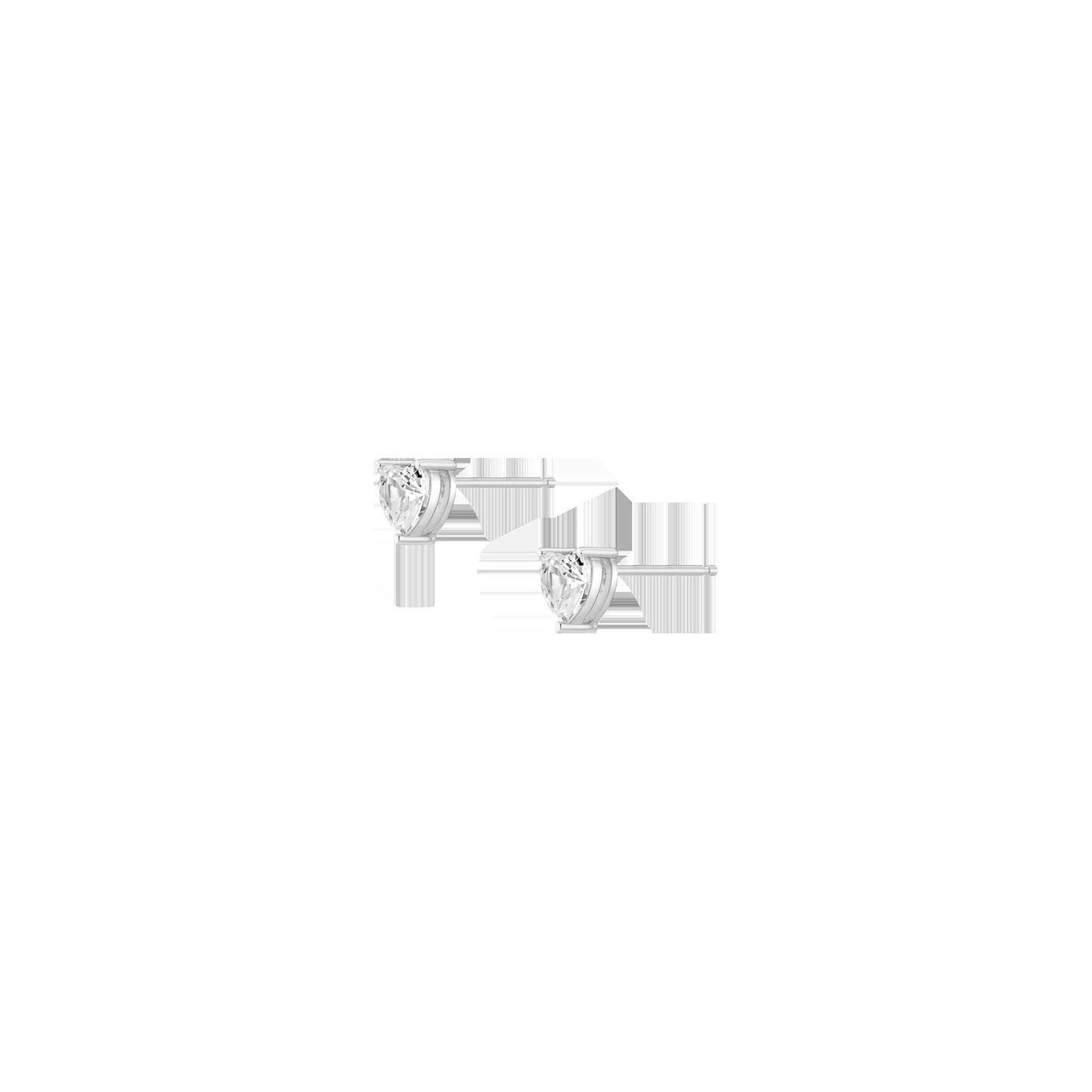 Lab Grown White Sapphire Heart Stud Earrings