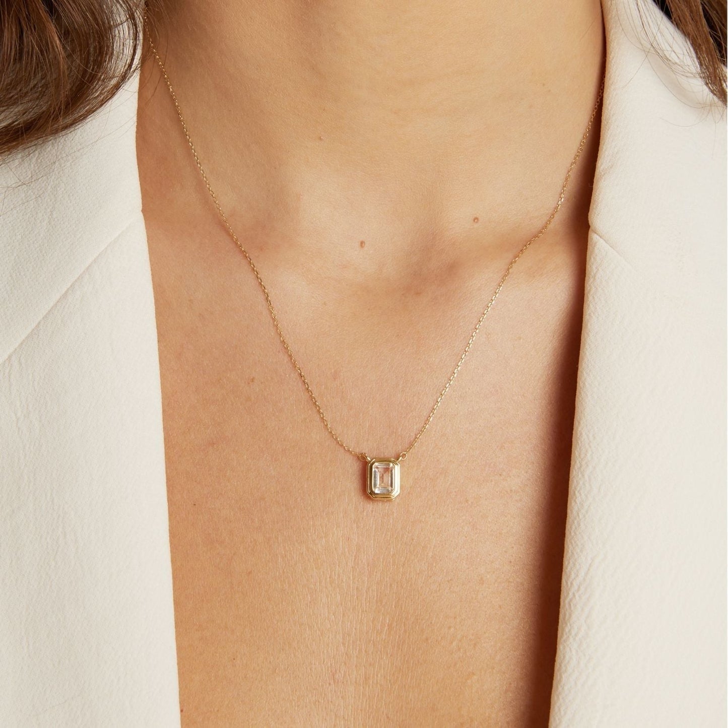 Lab Grown White Sapphire Heirloom Necklace