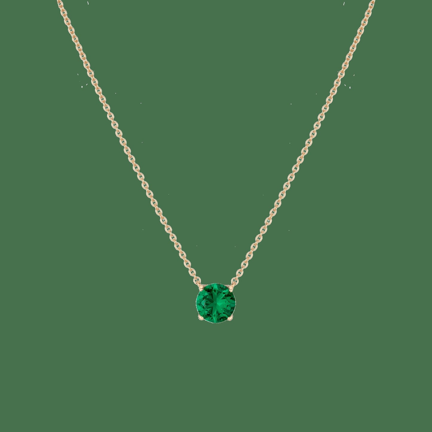 Round Gemstone Solitaire Necklace