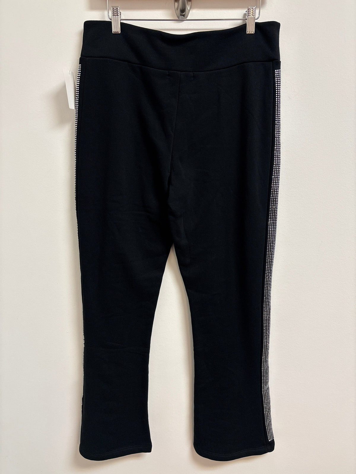 New Guess Black Rubie Rhinestone Fleece 31" Inseam Pants, L