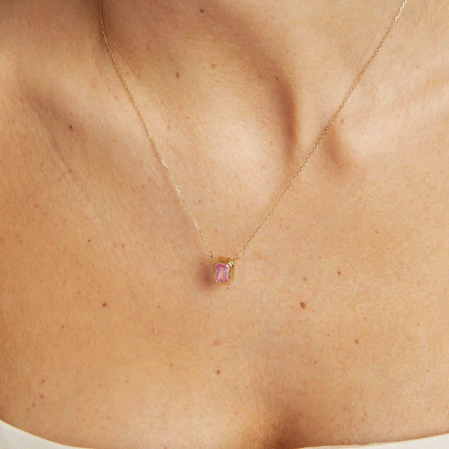Lab Grown Pink Sapphire Heirloom Necklace