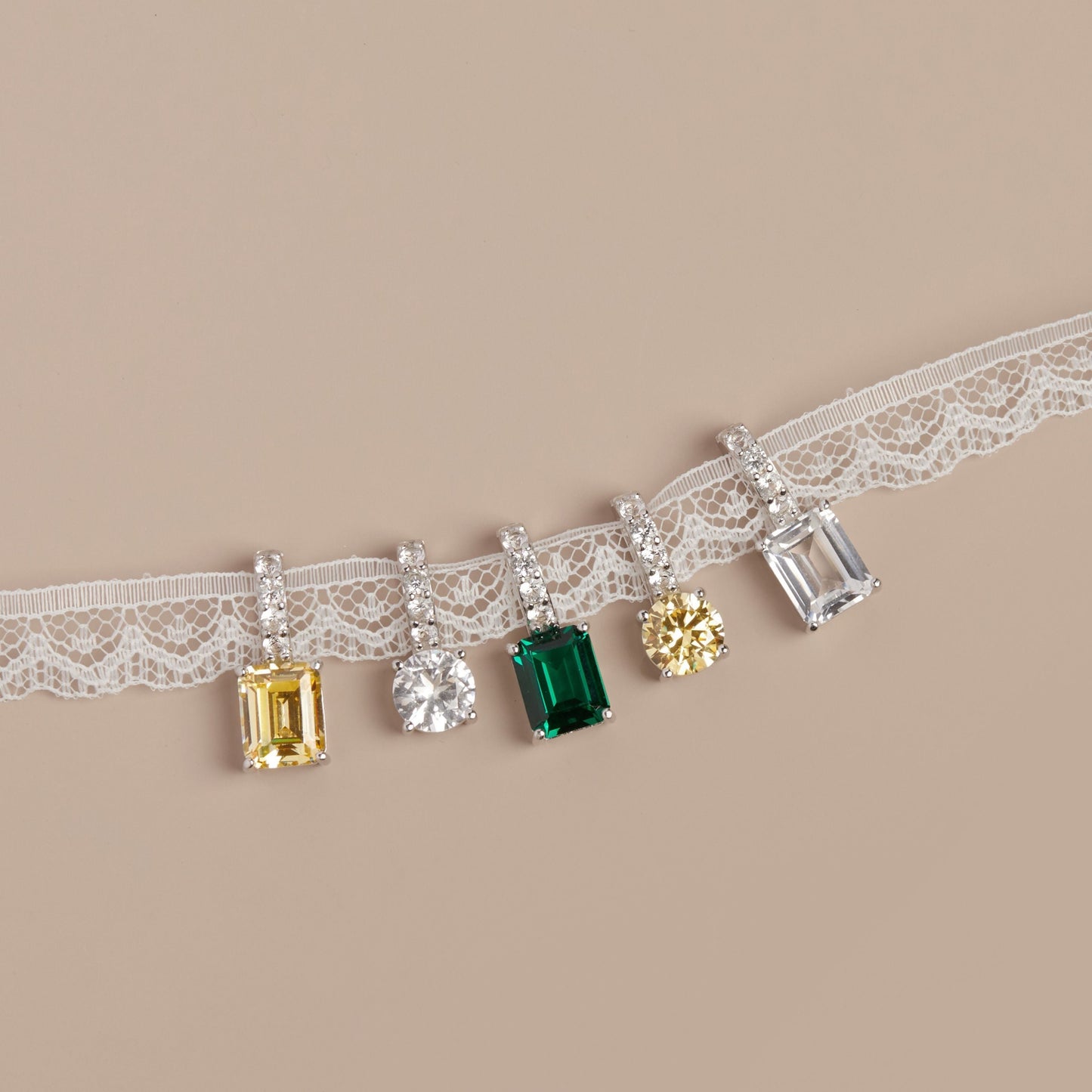 Emerald Cut Tennis Charm Pendant