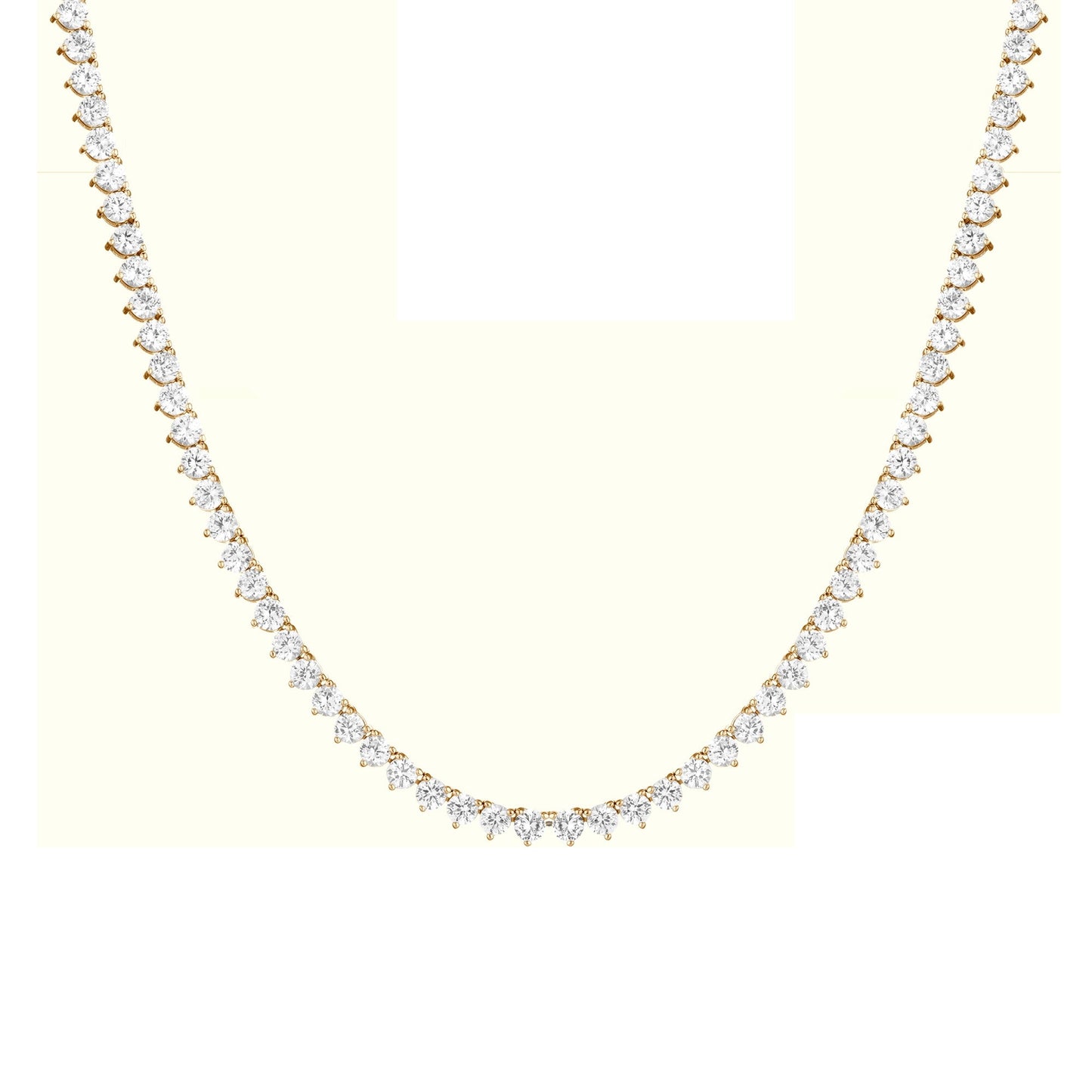 Lab Grown White Sapphire Three-Prong Tennis Necklace
