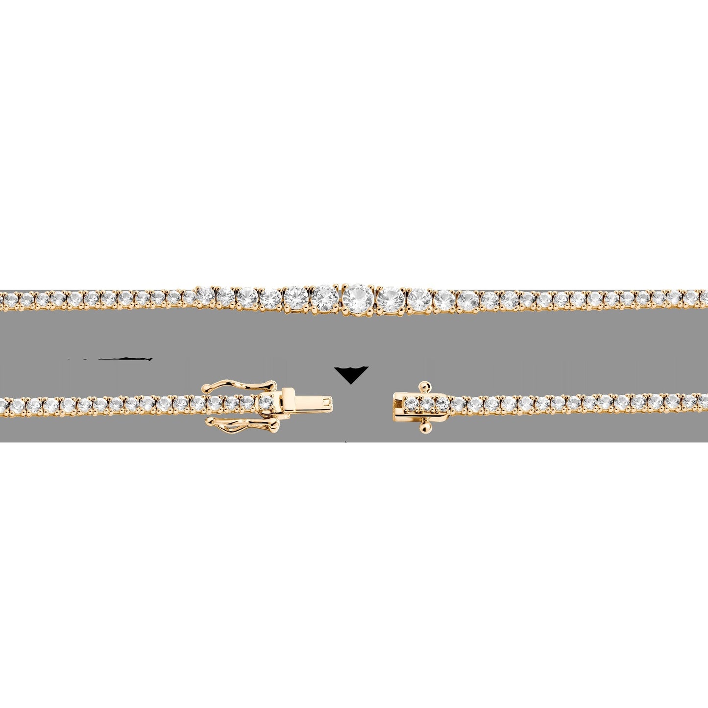 Lab Grown White Sapphire Graduated Modern Tennis Necklace