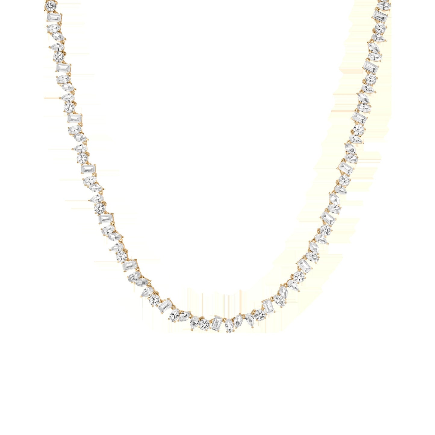 Lab Grown White Sapphire Mixed Shape Tennis Necklace