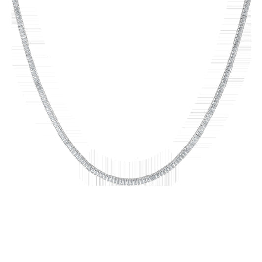 Lab Grown Blue Tourmaline Baguette Tennis Necklace