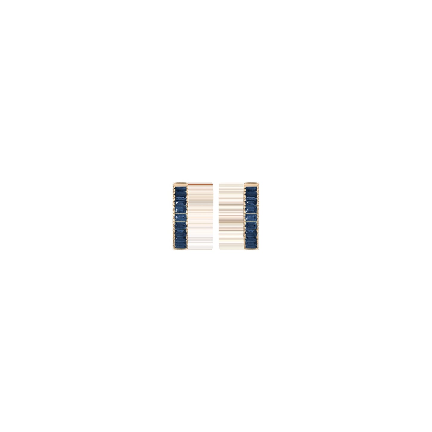 Lab Grown Blue Sapphire Baguette Huggie Earrings