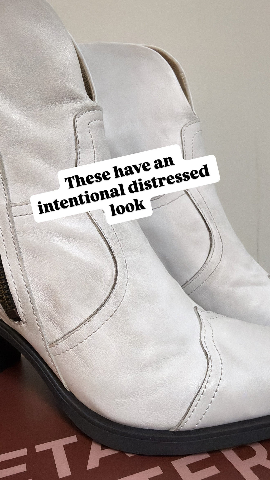 New Casta White Twist Leather Boots, 37 (7) retail $265