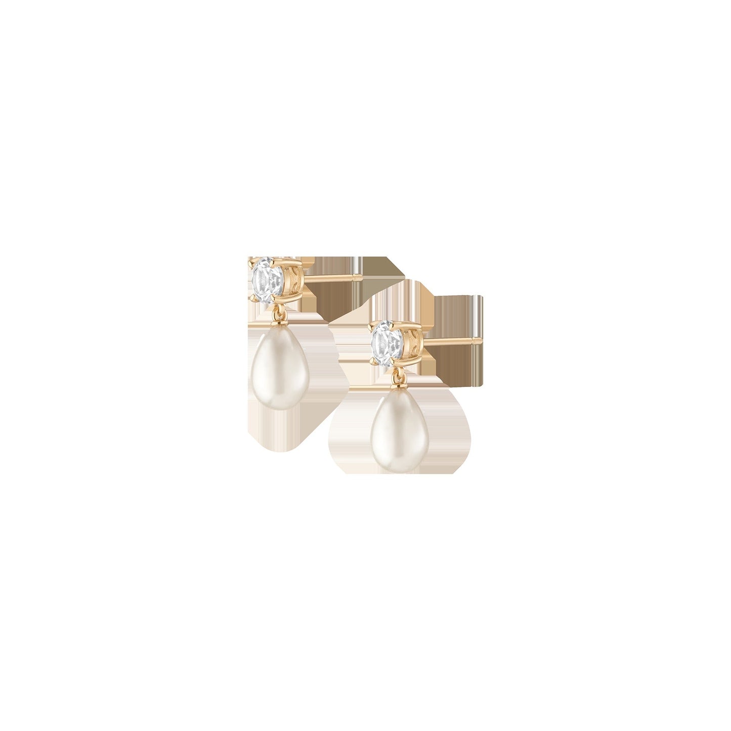 Lab Grown White Sapphire Pearl Drop Earrings