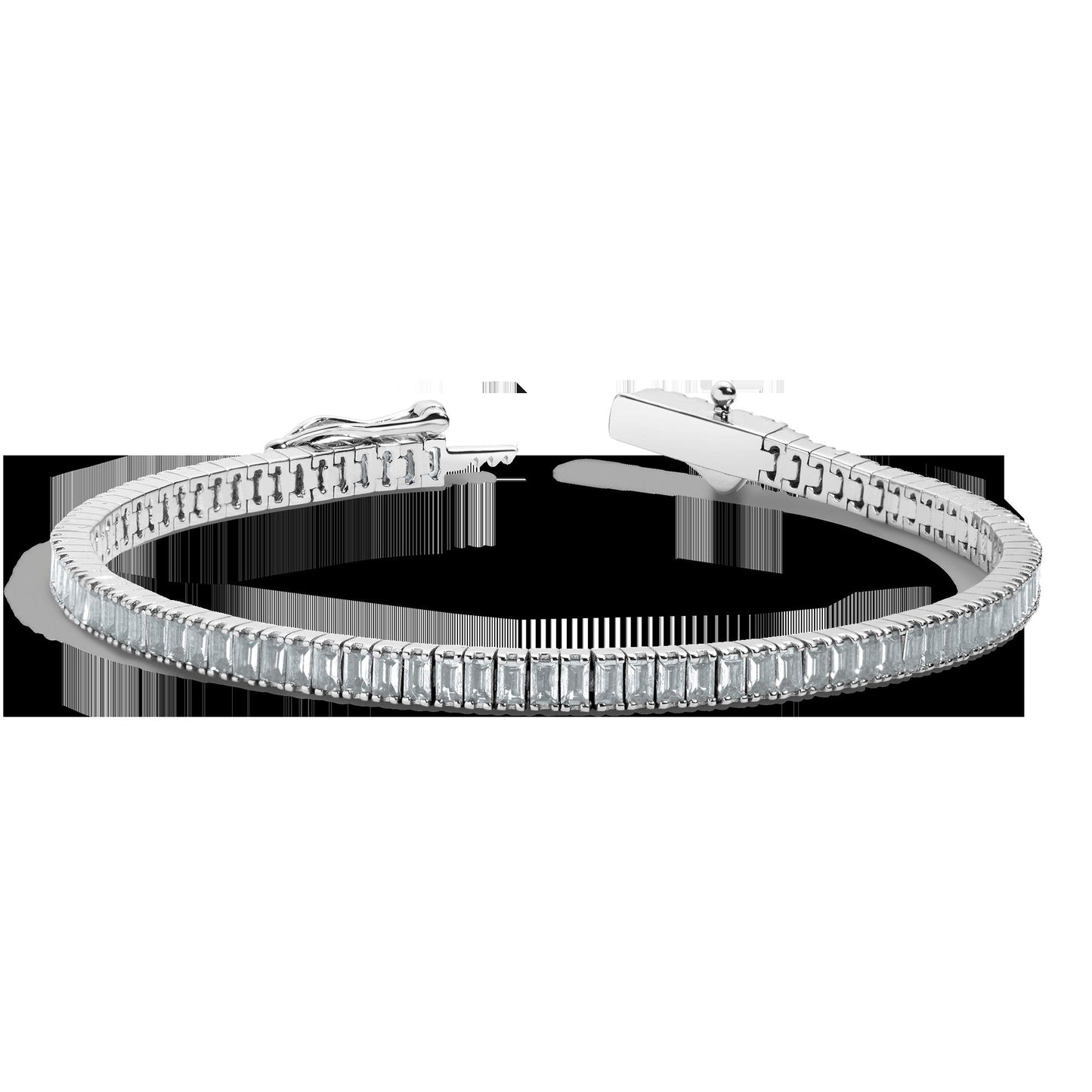 Lab Grown Blue Tourmaline Baguette Tennis Bracelet