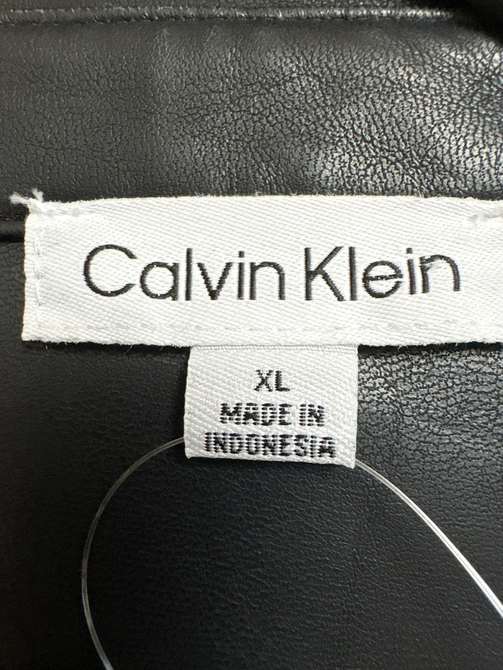 Calvin Klein Black Faux Leather Jacket Top, XL