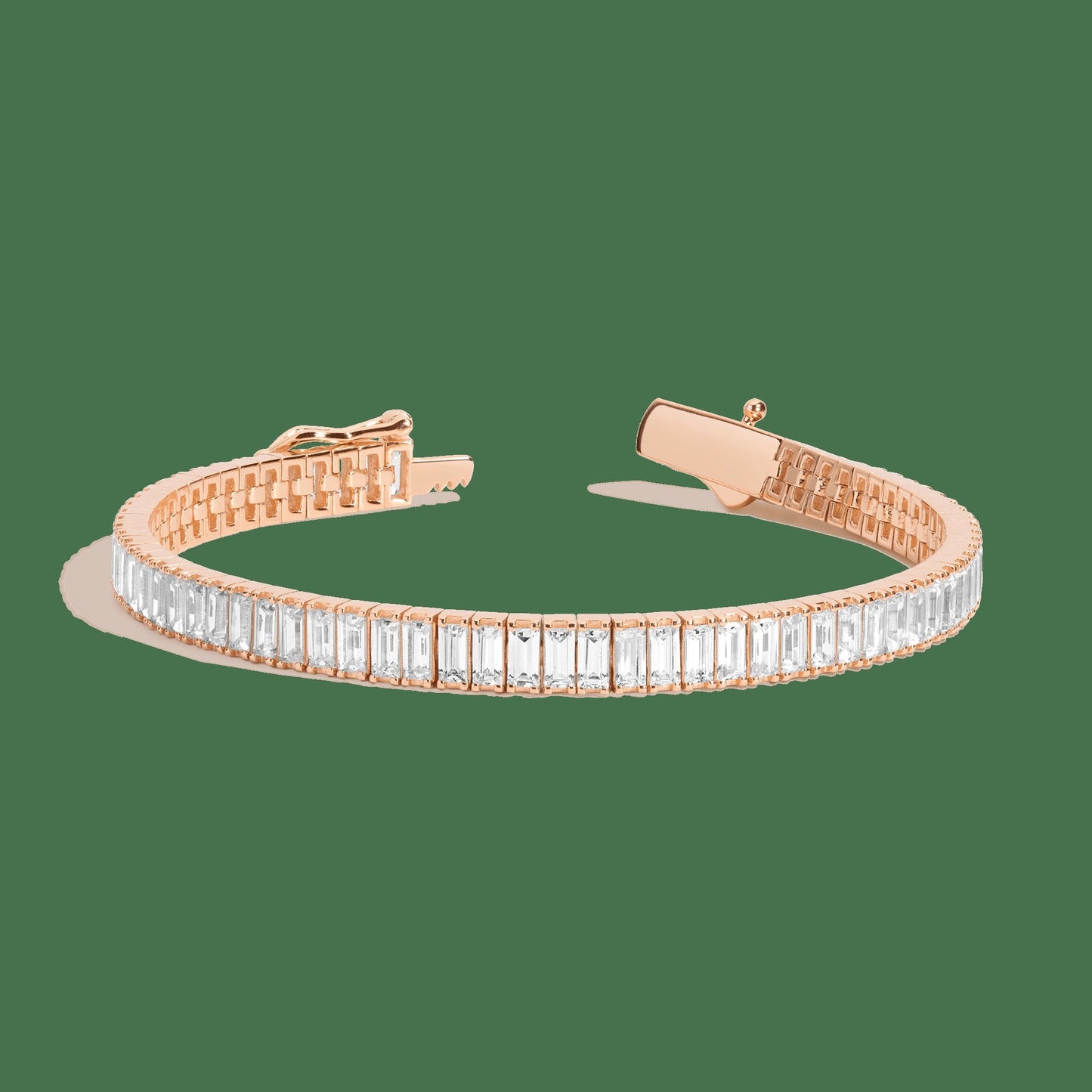 Lab Grown White Sapphire Baguette Tennis Bracelet