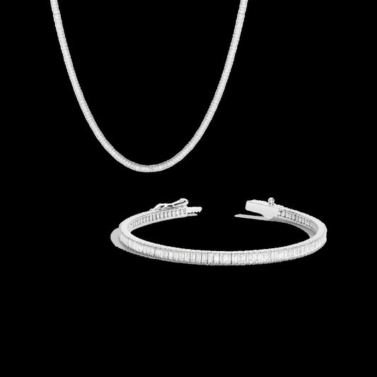 Lab Grown White Sapphire Baguette Tennis Set