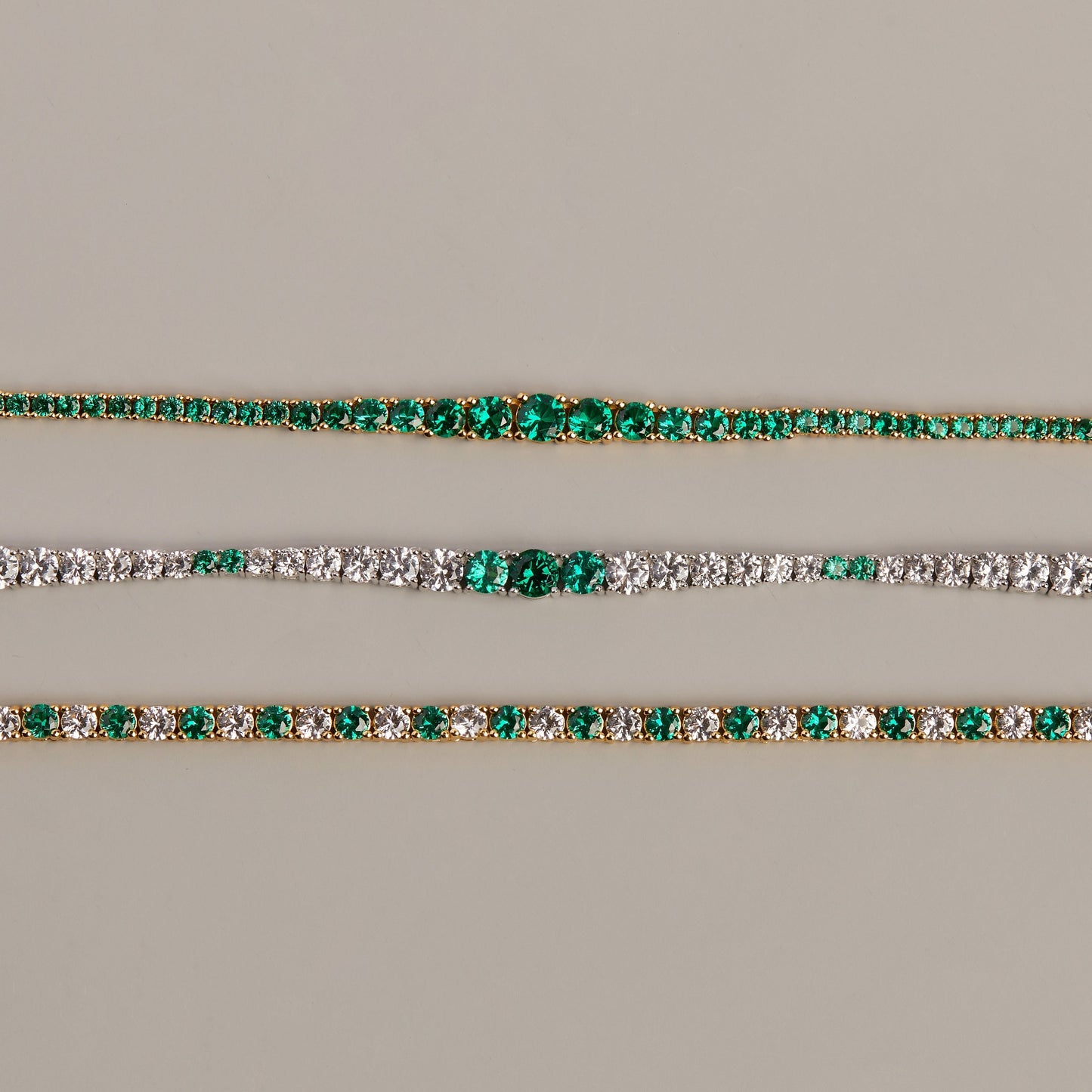 Lab Grown Green Emerald and White Sapphire Scalloped Tennis Necklace