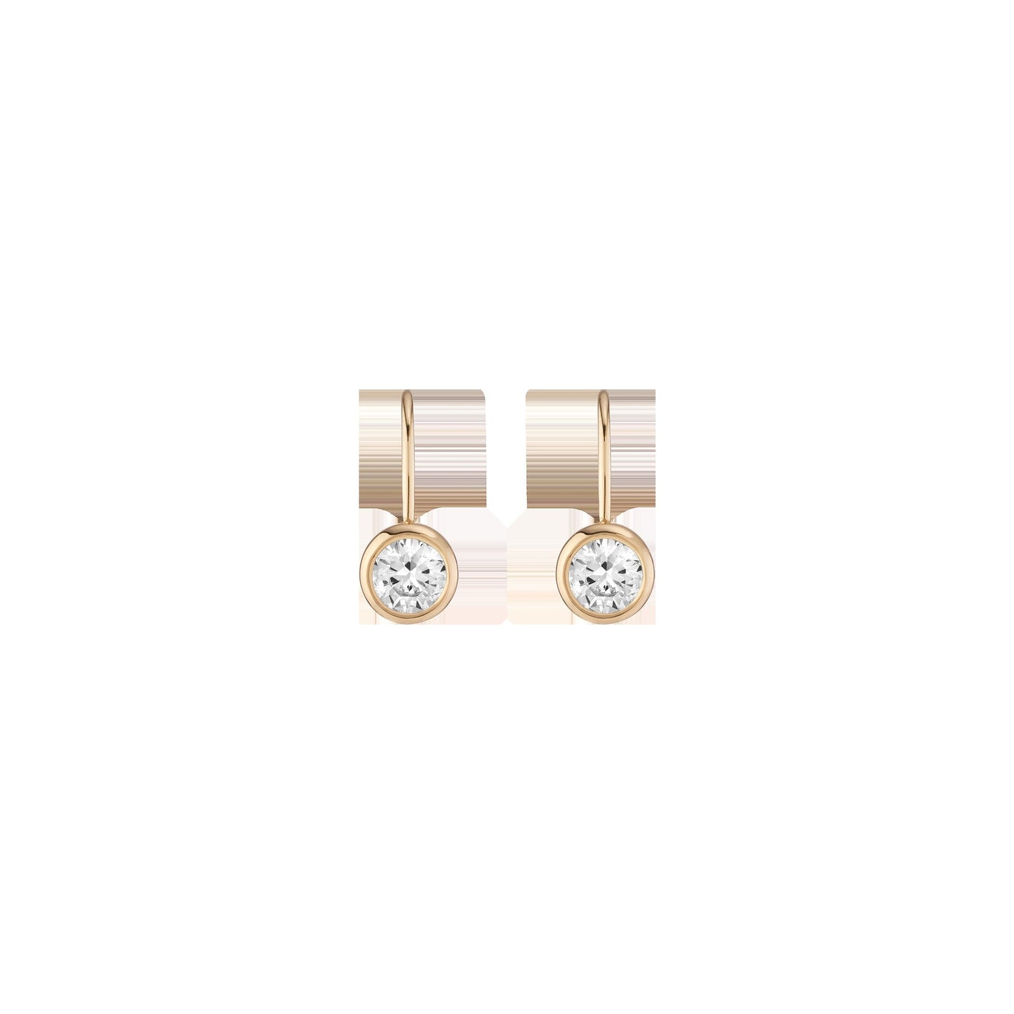 Round Lab Grown White Sapphire Bezel Drop Earrings