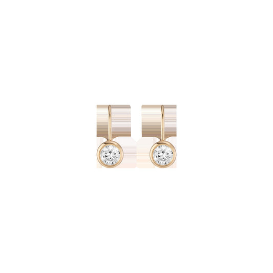 Round Lab Grown White Sapphire Bezel Drop Earrings