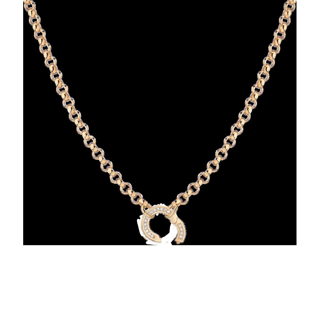 Rolo Chain Charm Necklace - White Sapphire Bail