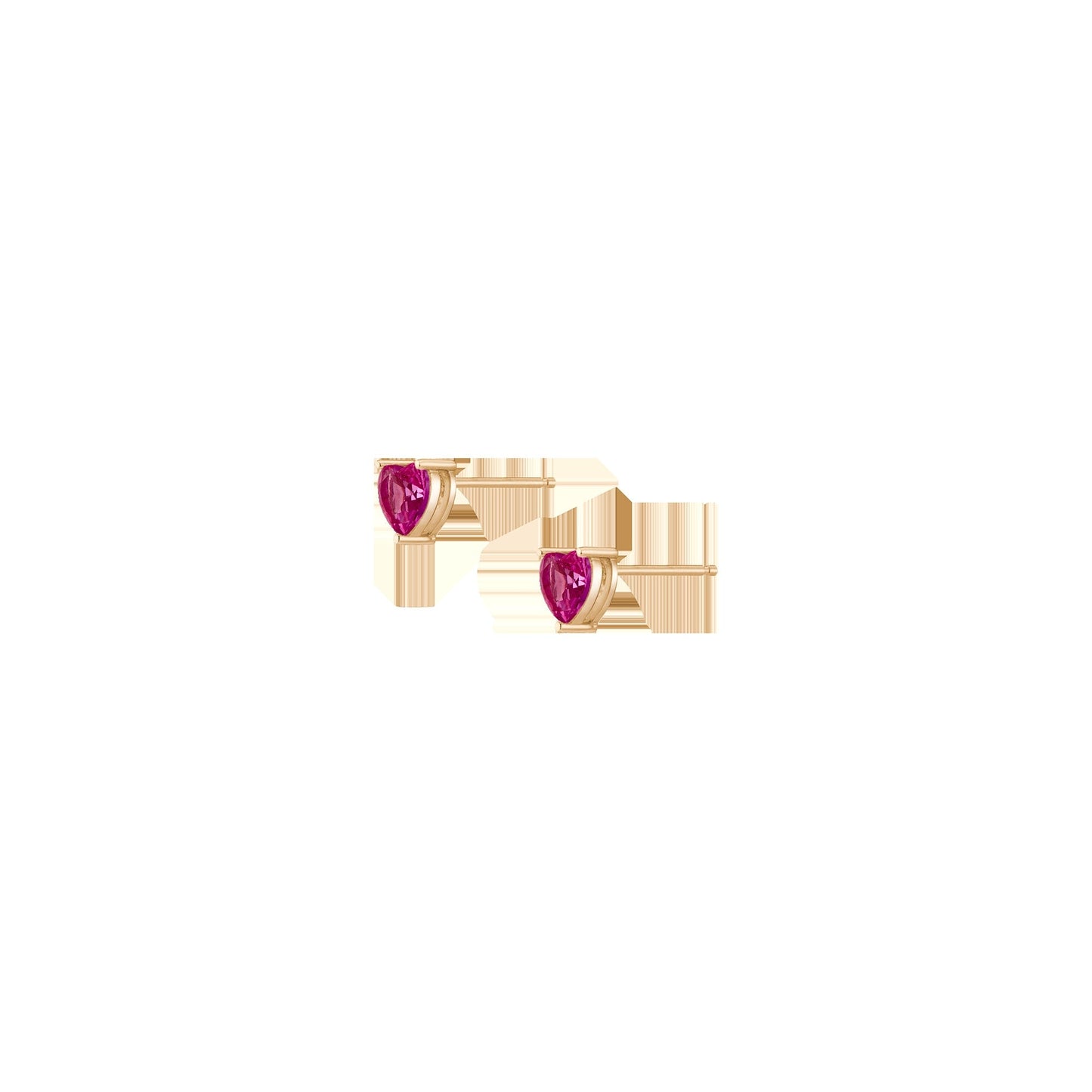 Lab Grown Pink Sapphire Heart Stud Earrings