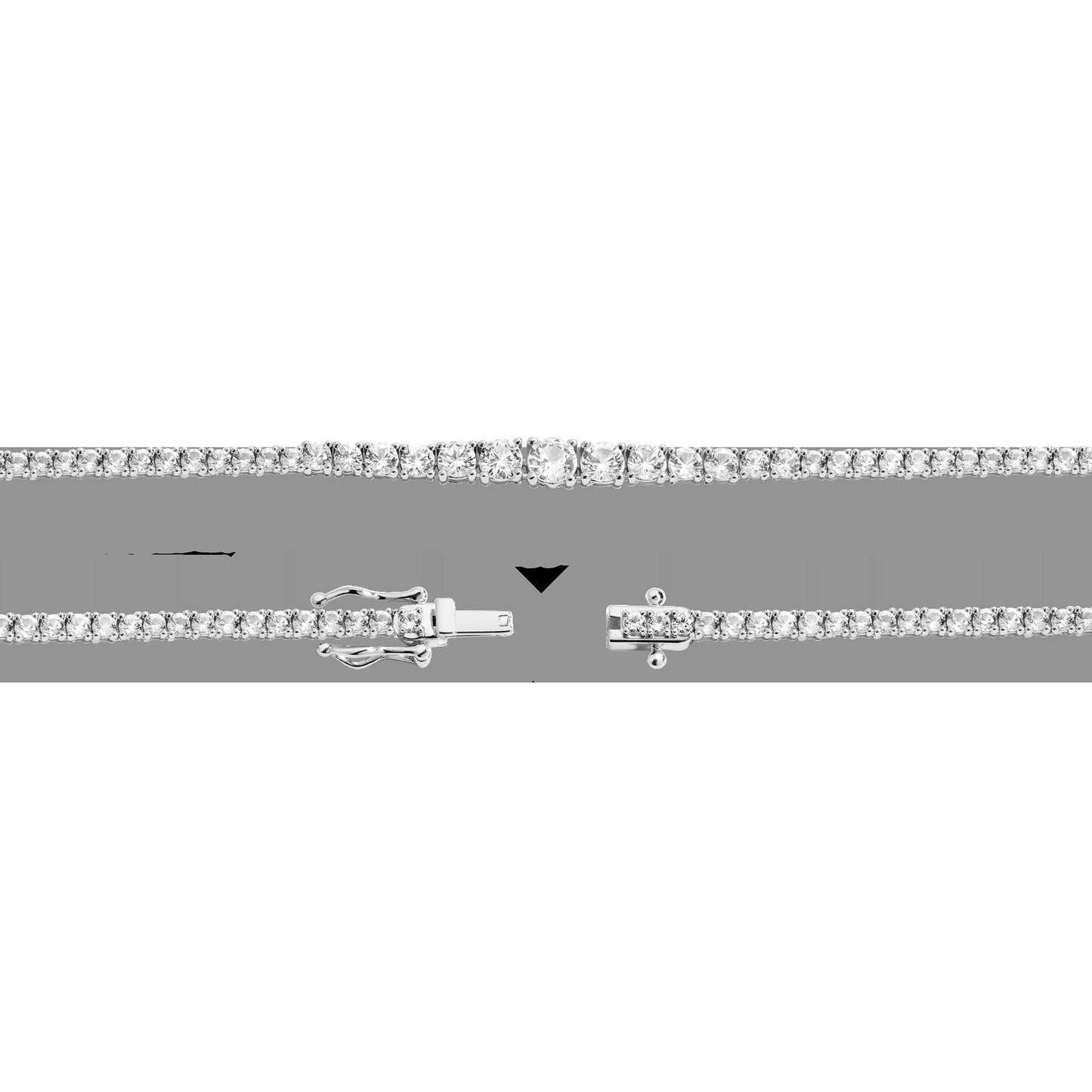 Lab Grown White Sapphire Graduated Modern Tennis Necklace