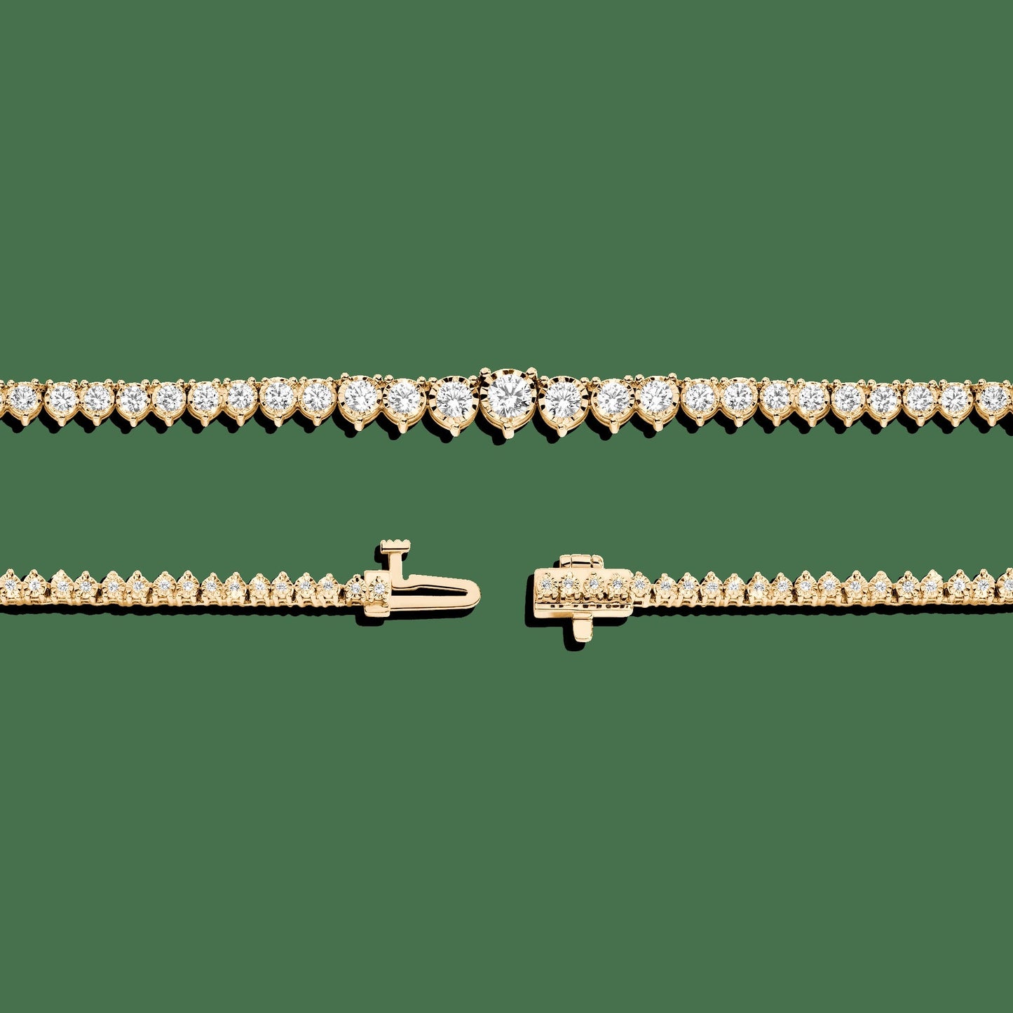 Three-Prong Graduated Tennis Necklace