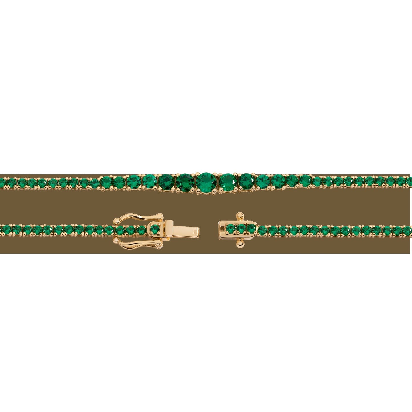 Lab Grown Green Emerald Modern Graduated Tennis Necklace