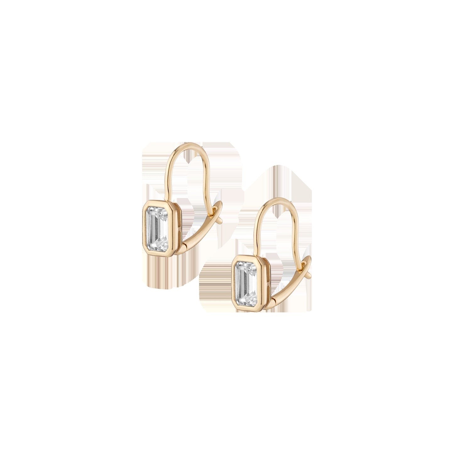 Emerald Lab Grown White Sapphire Bezel Drop Earrings