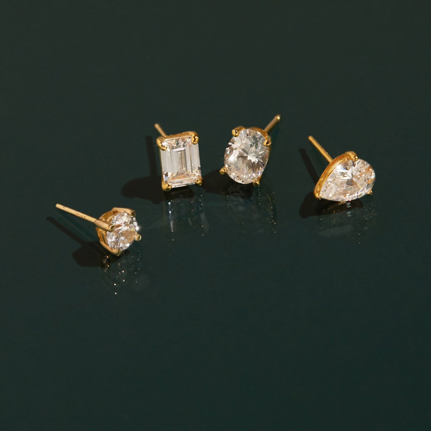 Pear Gemstone Solitaire Stud Earrings