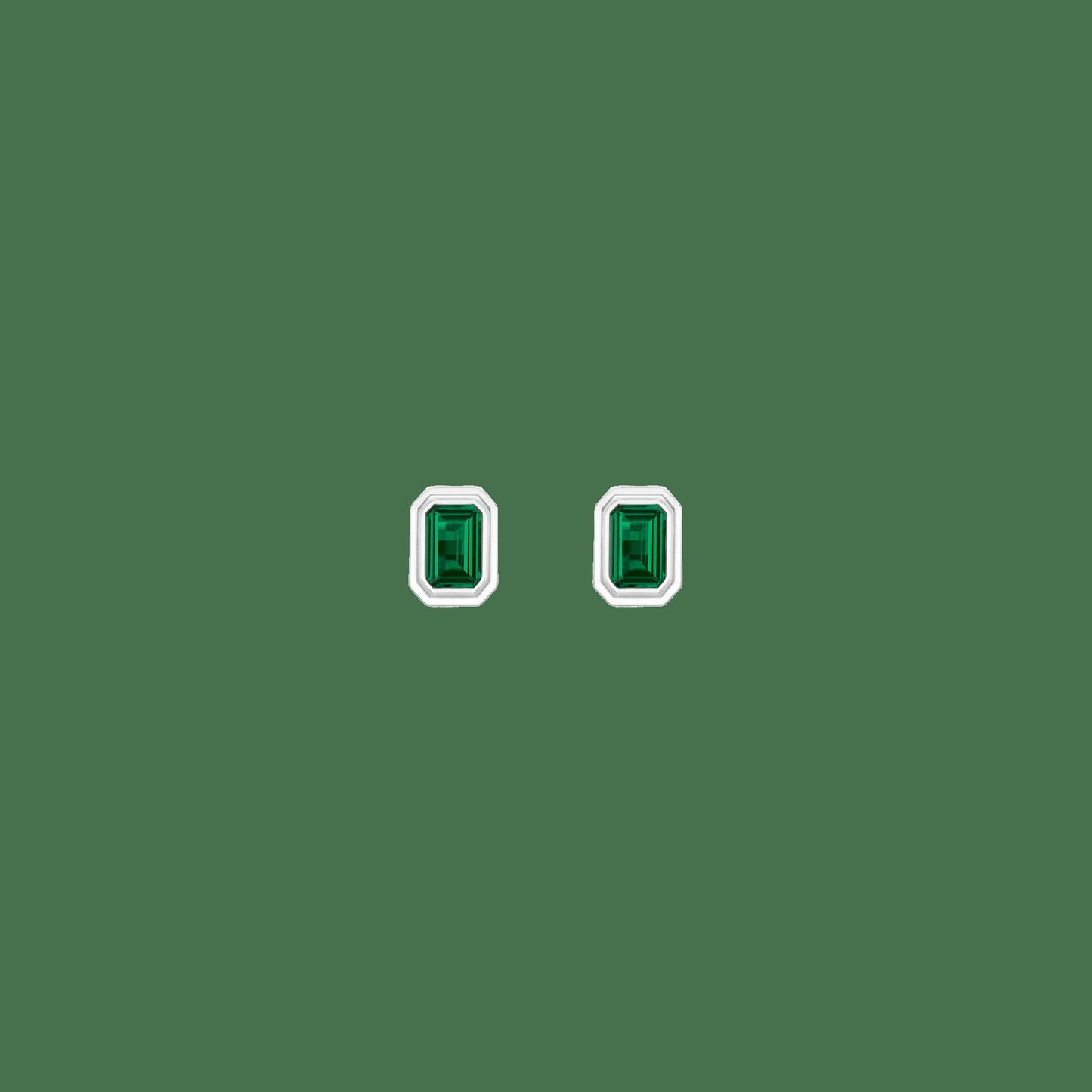 Mini Lab Grown Emerald Heirloom Stud Earrings