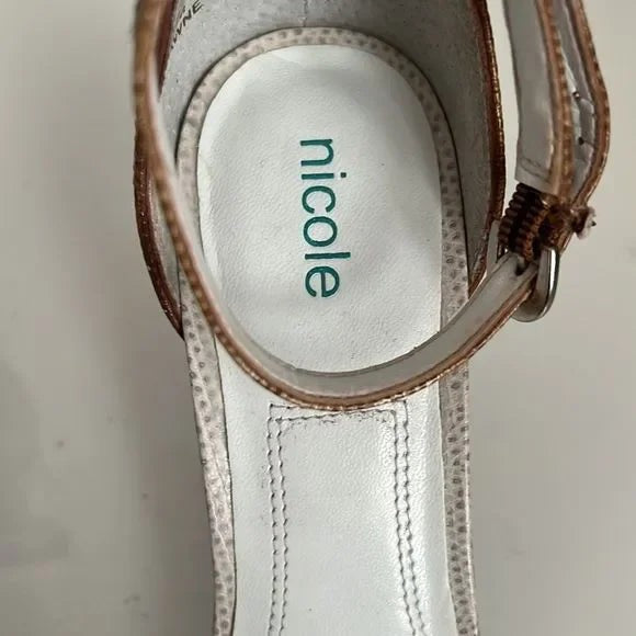 Nicole “Fawne” Tri- Colour Wooden Heel Leather Sandals Size 7