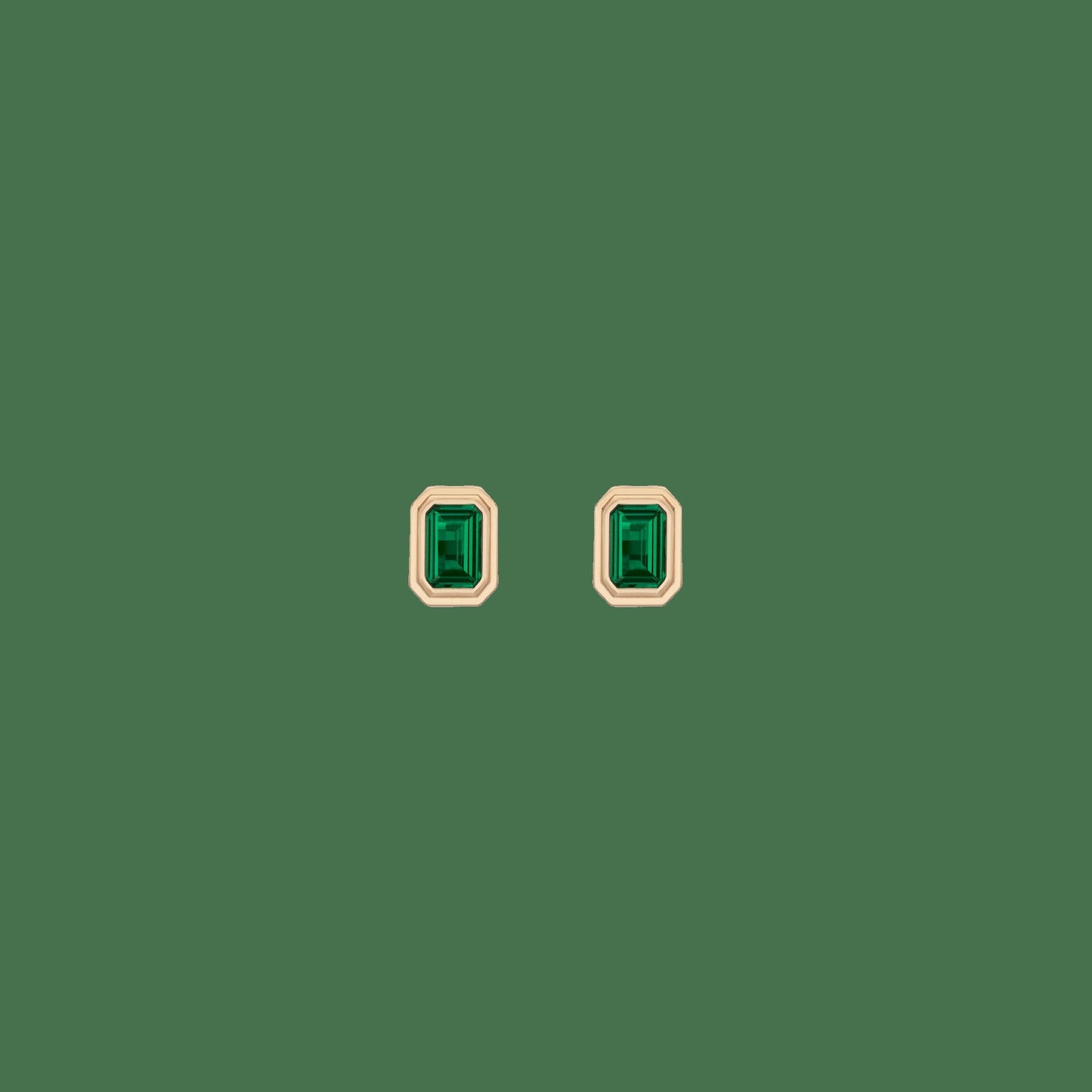 Mini Lab Grown Emerald Heirloom Stud Earrings