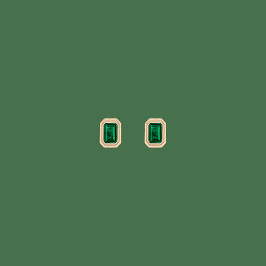 Mini Lab Grown Emerald Heirloom Stud Earrings