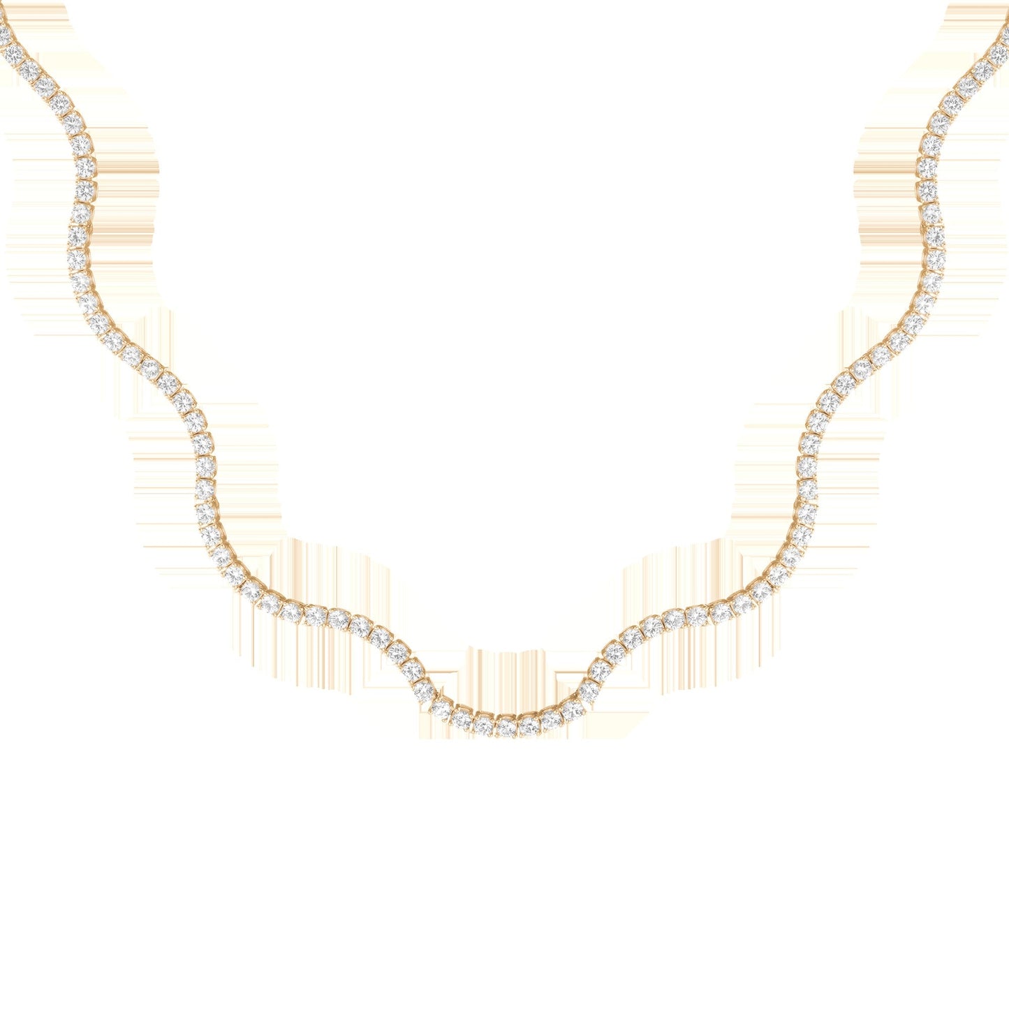 Lab Grown White Sapphire Wave Tennis Necklace