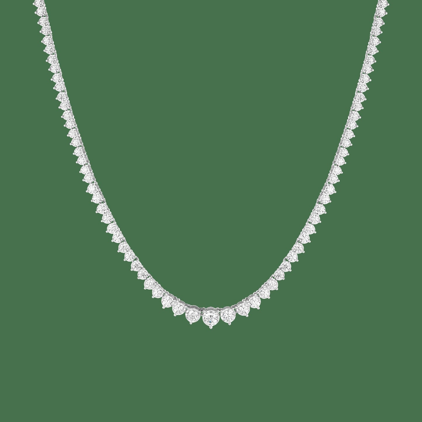 Three-Prong Graduated Tennis Necklace