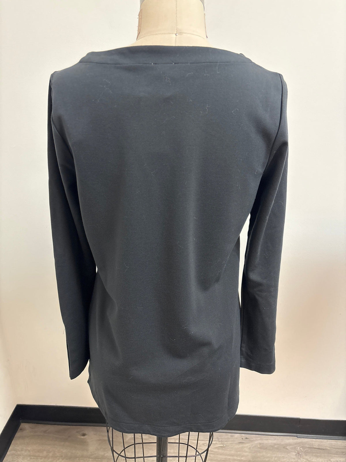 Chico's Black Faux Leather Front Top, S
