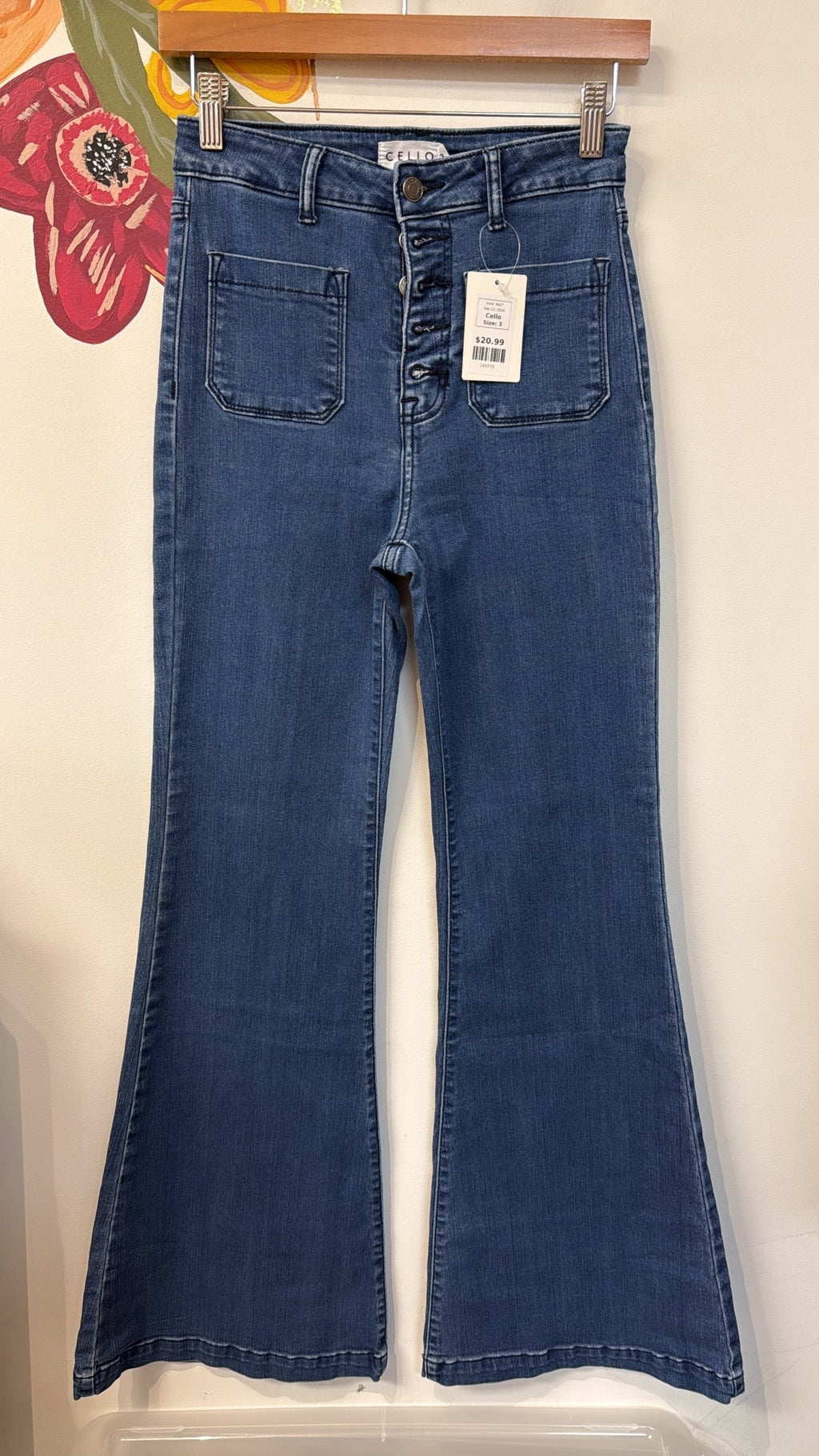 Cello Button Fly 32" Inseam Jeans, 3
