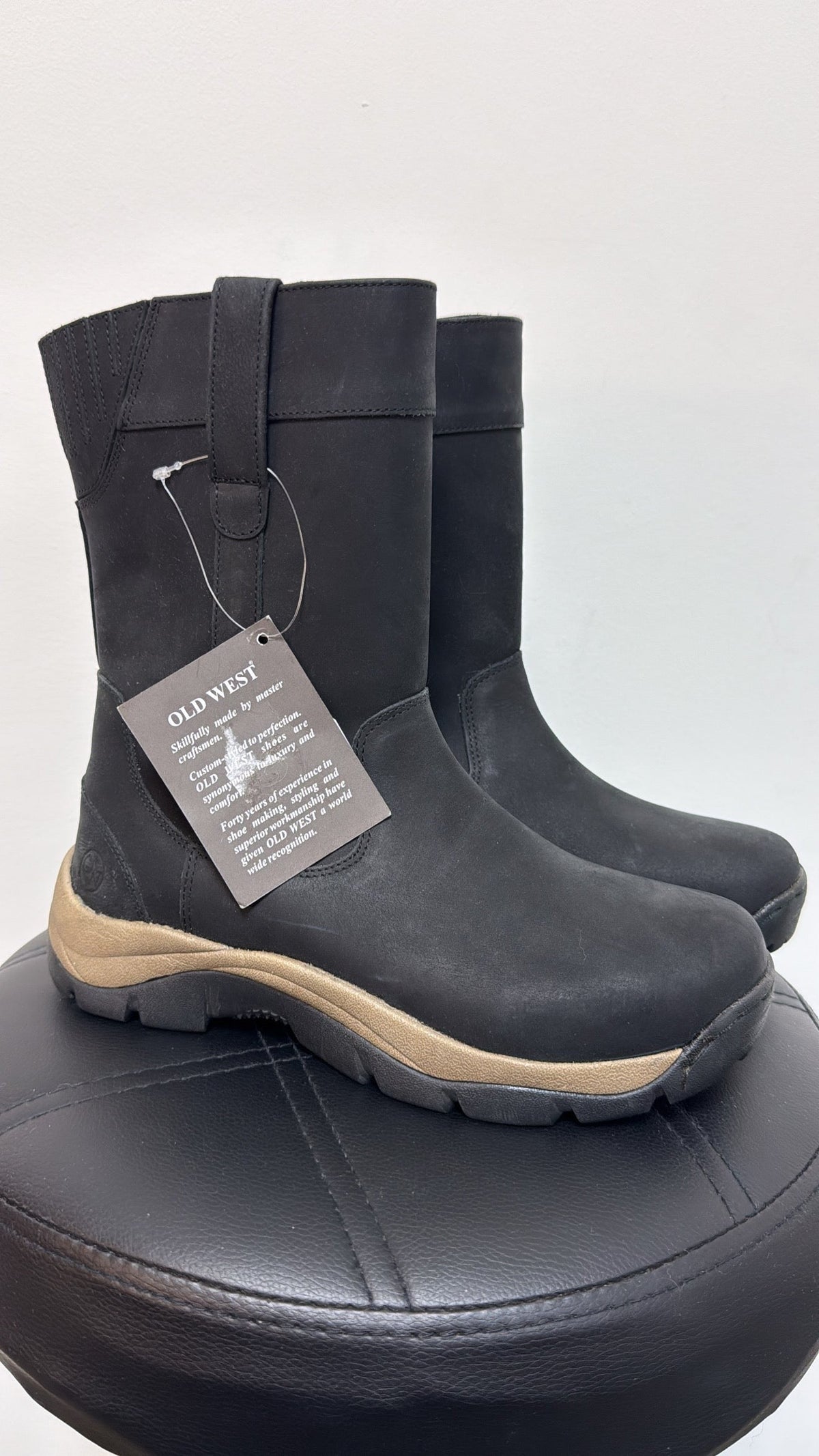 New Old West Black Leather Boots, 8.5/9 (mens 7)