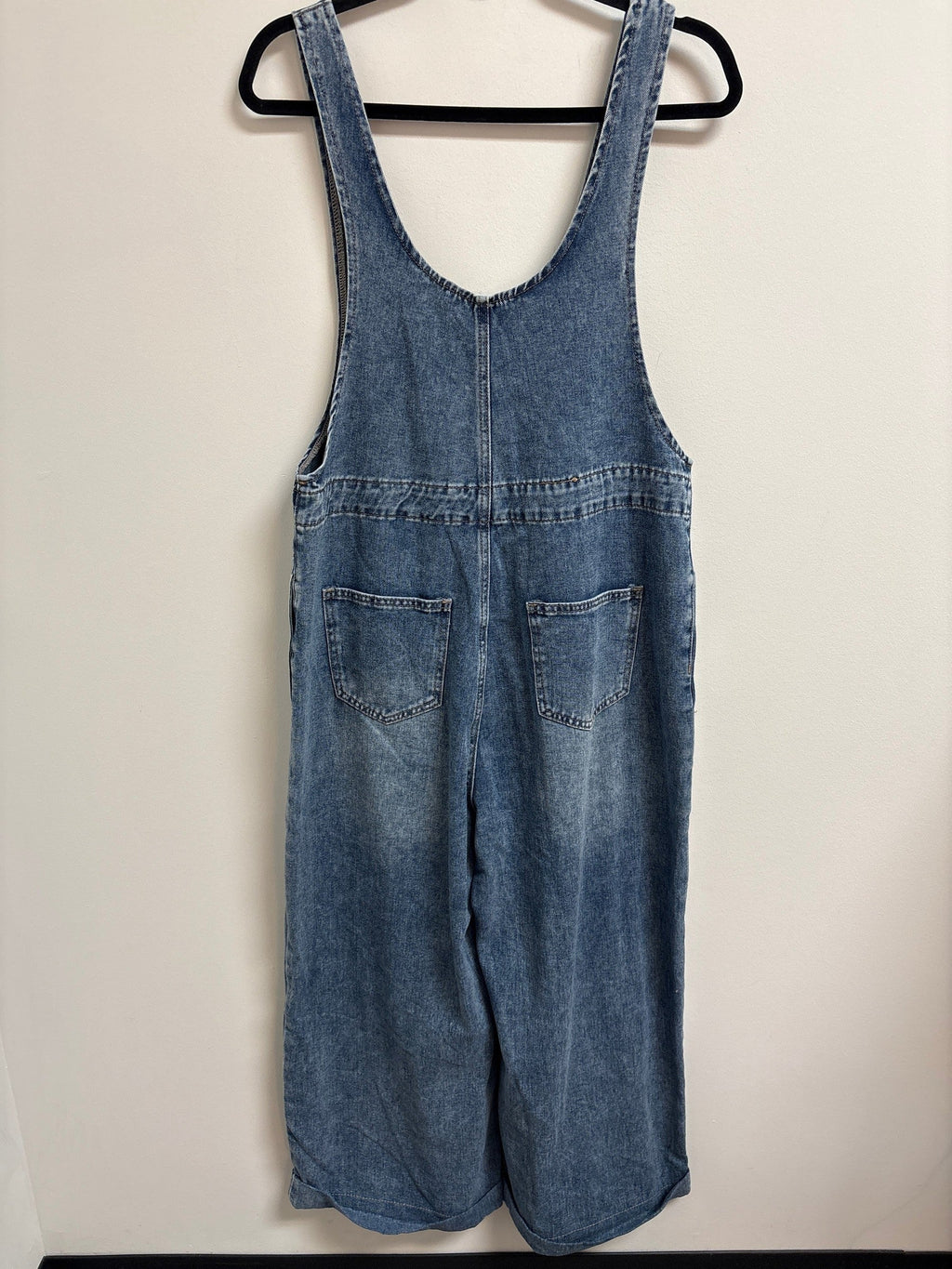 Denim 24" Inseam Cuffed Overalls, L