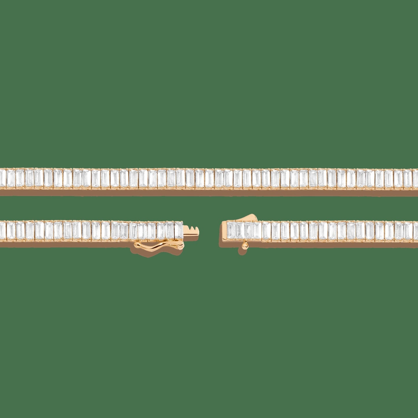 Lab Grown White Sapphire Baguette Tennis Necklace