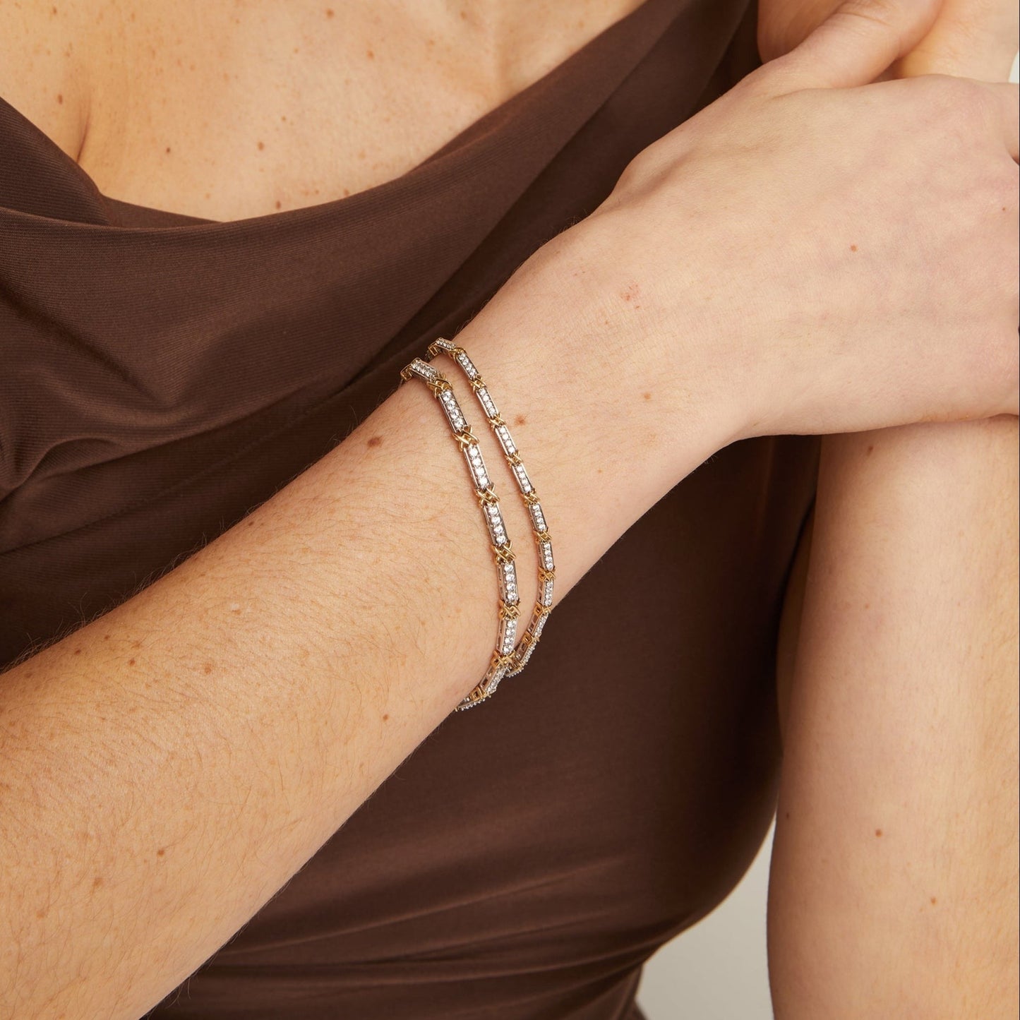 Mini Lab Grown White Sapphire X Tennis Bracelet