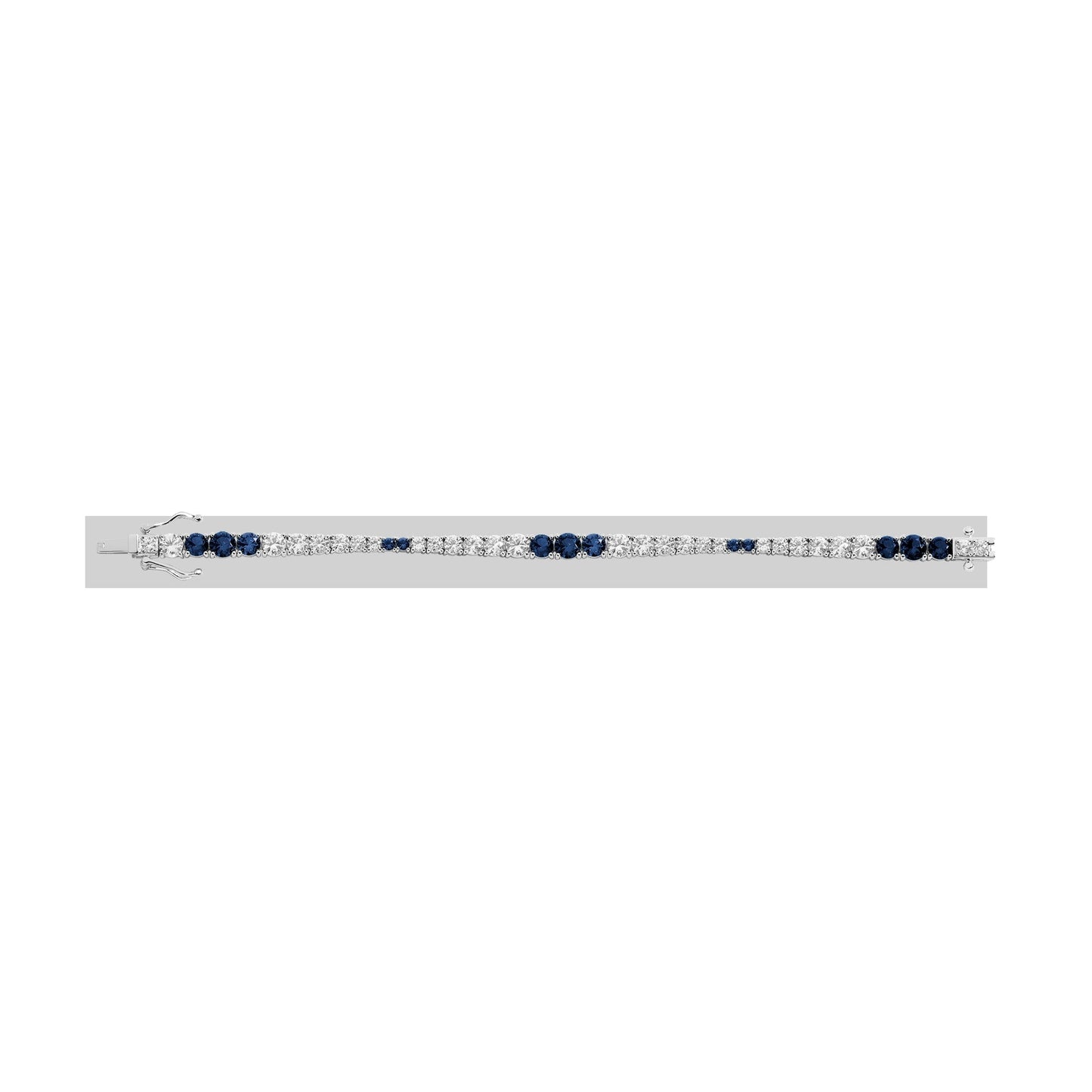 Lab Grown Blue Sapphire and White Sapphire Scalloped Tennis Bracelet