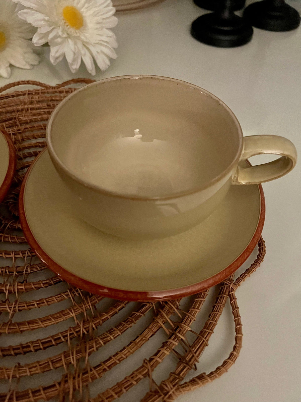 Vintage 1990 Denby Tea Cups and Saucers in Spice